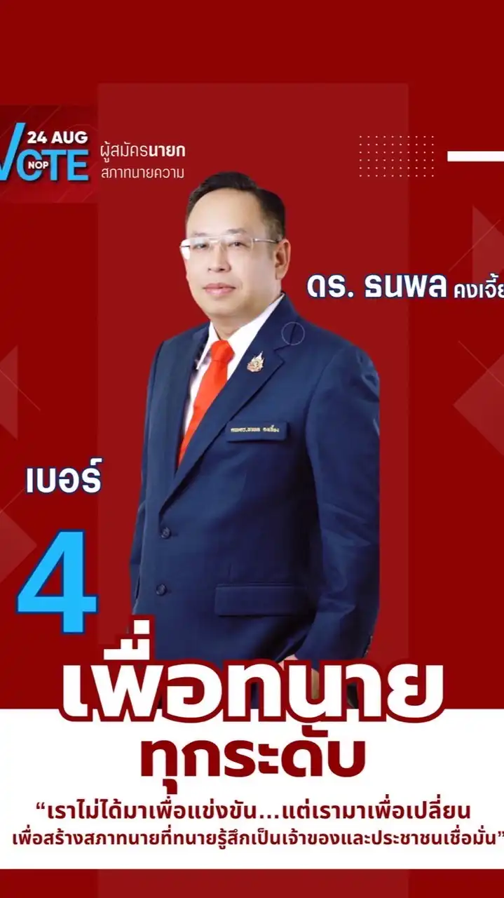 สนับสนุนคณะ ดร.นพ ธนพล คงเจี้ยง ผู้สมัครนายกฯ เบอร์4