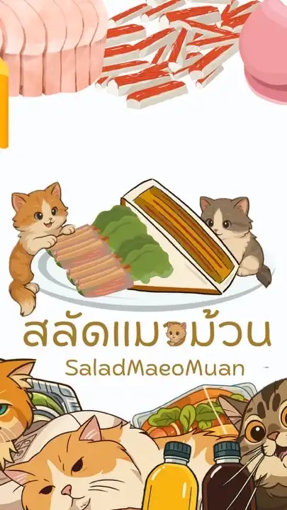 🐈สลัดแมวม้วน&แซนด์วิช🥗🥪